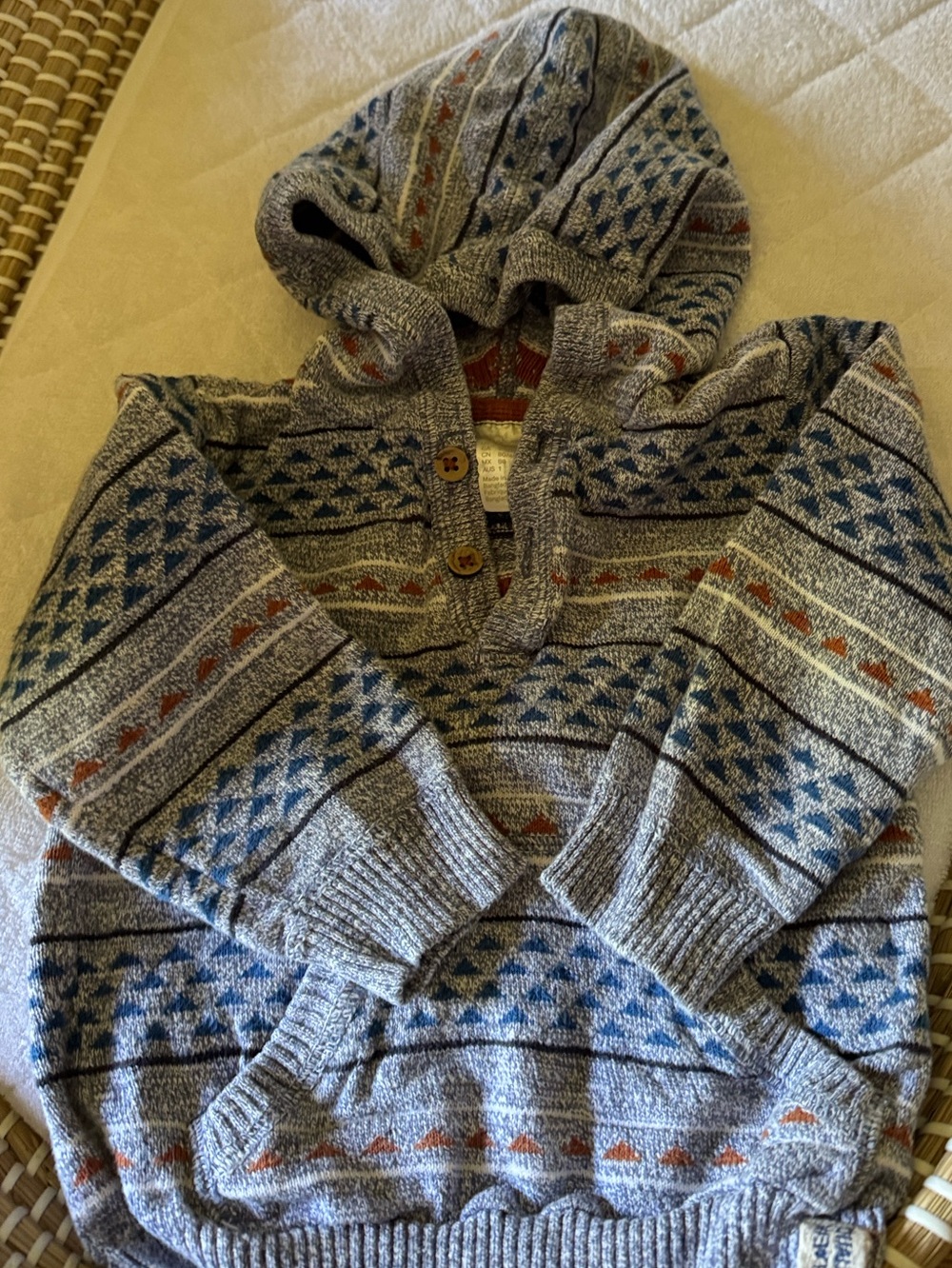 H&M blue and grey striped baby hooded sweater
